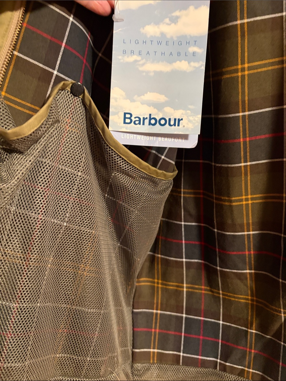 Barbour Olive Green Beaufort Water-Resistant Raincoat with Corduroy Collar - Picture 5 of 10